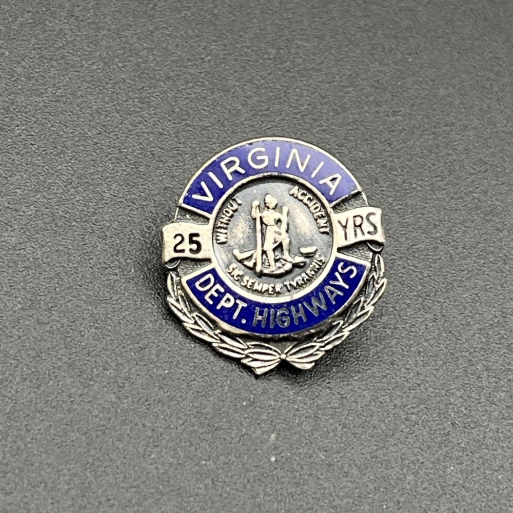 Virginia Department Of Highways 25 Years Accident Free Sterling Silver‎ Hat Pin